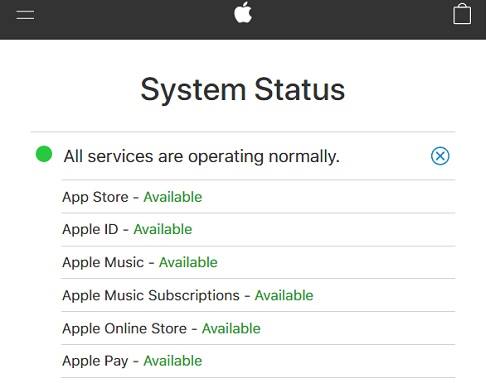 حالة نظام آبل، المتجر يعمل، إذا لا يمكن الاتصال بـ App Store ترجع لسبب آخر
