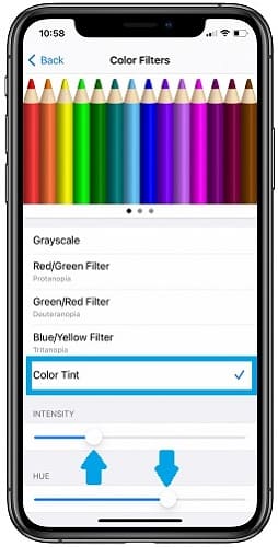 ضبط إعدادات فلتر الألوان على ايفون 12