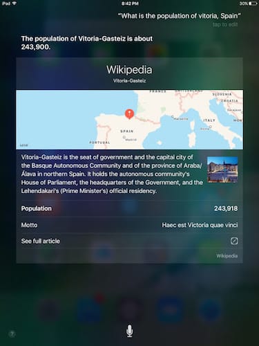 واجهة المساعد الشخصي Siri التحقق من معلومات عامة