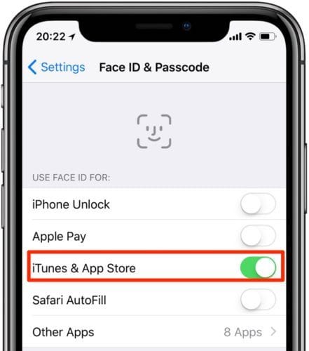 تفعيل خيار iTunes & App Store
