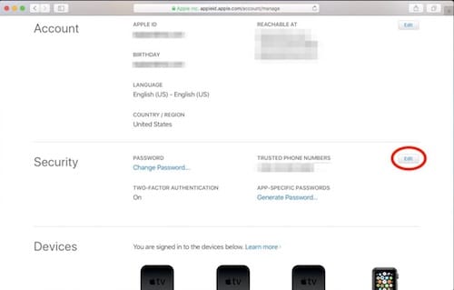 إعدادات حساب Apple ID