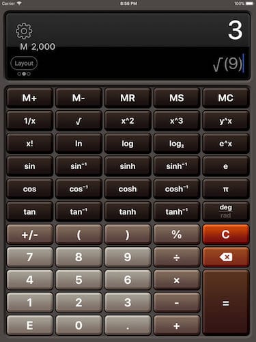واجهة تطبيق Calculator HD Pro Lite
