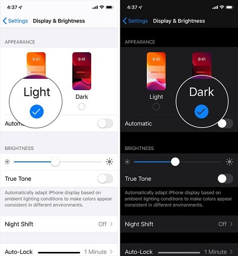 تفعيل الوضع القاتم تلقائيا من أجل حل مشكلة استنزاف البطارية على إصدار iOS 13