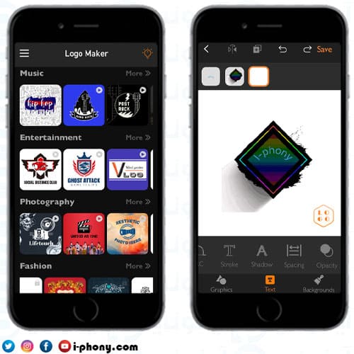 لقطات شاشة من برنامج مصمم الشعارات للايفون Logo Maker