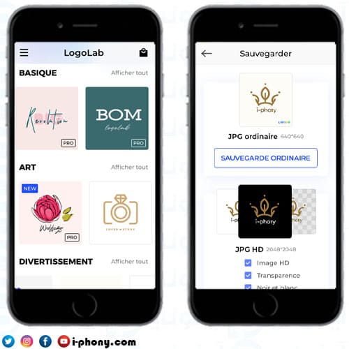 لقطات شاشة من تطبيق مصمم الشعارات للايفون Logolab