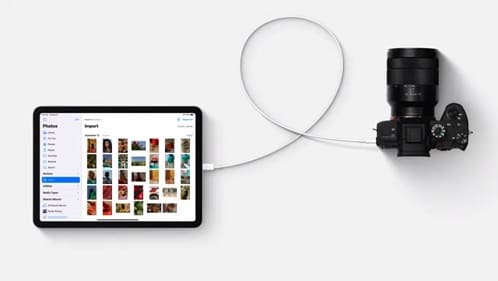 نقل الصور من الكاميرا إلى الآيباد عن طريق USB-C