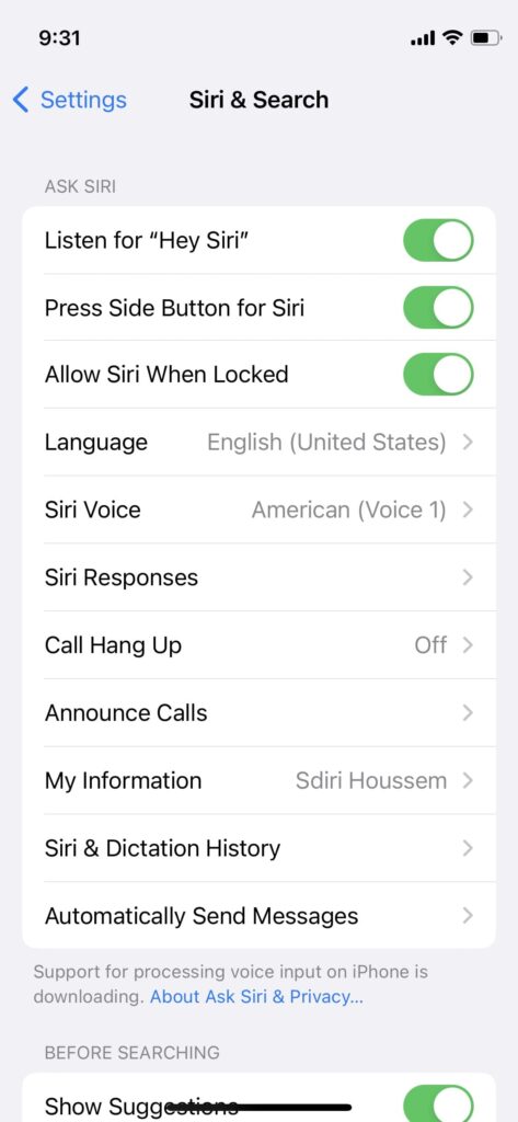 إنهاء المكالمات باستخدام سيري عبر السماعات في iOS16