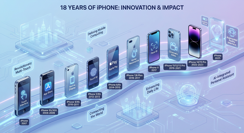 18 عامًا من آيفون: تاريخ الجهاز الذي غيّر حياتنا الرقمية
