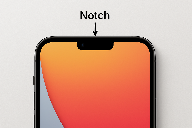 مكان النوتش في آيفون