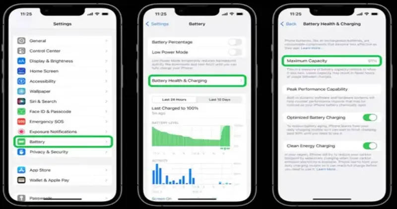صحة البطارية في الايفون